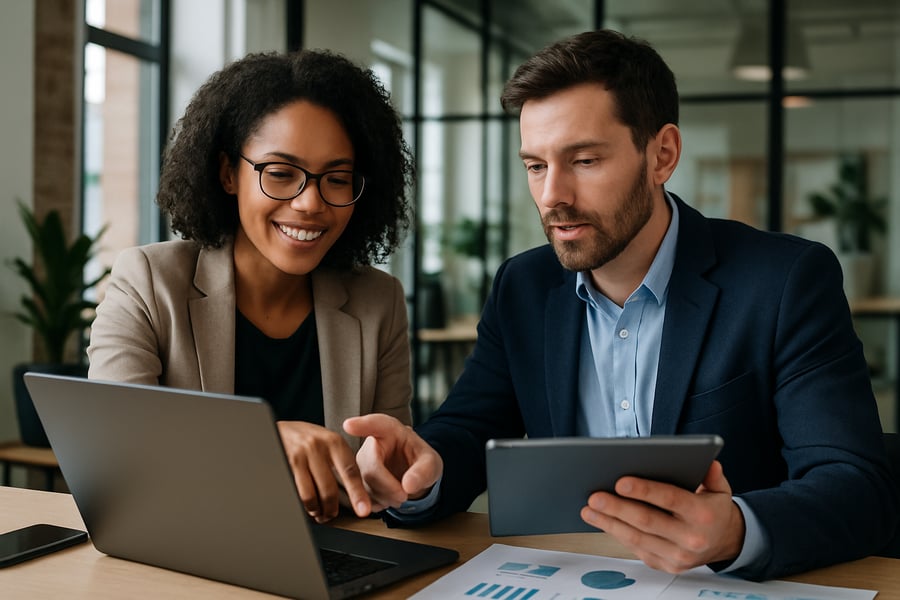 Professional collaborating on digital solutions